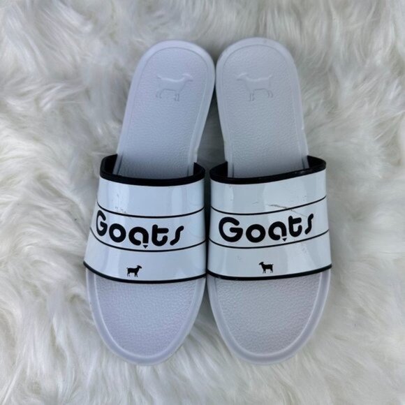 Goats The Slide K Logo Graphic Sandals in White - Picture 1 of 3